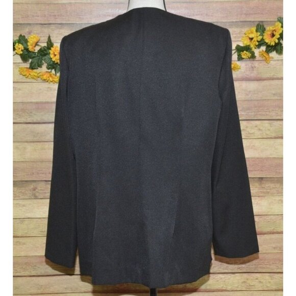 Vintage 2 Piece Black Suit Jacket & Skirt Pearl Button Size 16 Classy Old Money - Picture 6 of 13